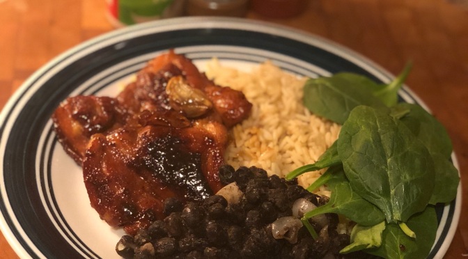 Honey Garlic Chicken With Black Beans and Rice😋